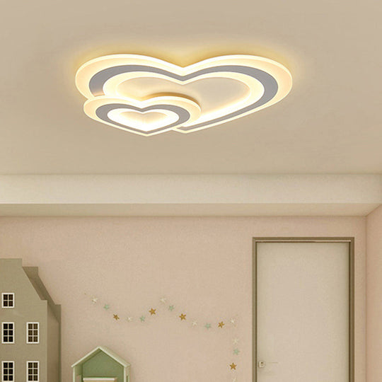 Cartoon Acrylic Kids Bedroom Led Ceiling Lamp - Star/Cloud/Loving Heart Design Warm/White Light