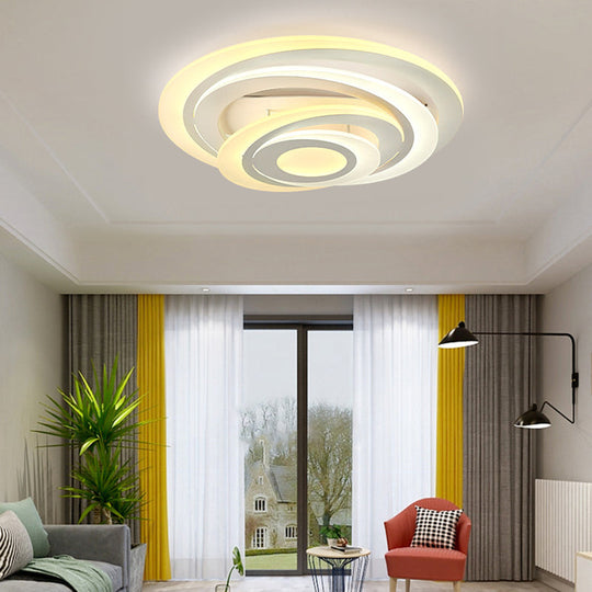 Modern Circular Led Flush Light - Acrylic Living Room Ceiling Lamp (19.5/31 W) With Warm/White