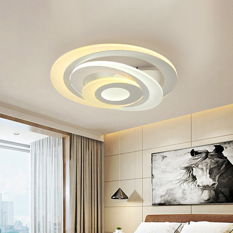 Modern Circular Led Flush Light - Acrylic Living Room Ceiling Lamp (19.5/31 W) With Warm/White