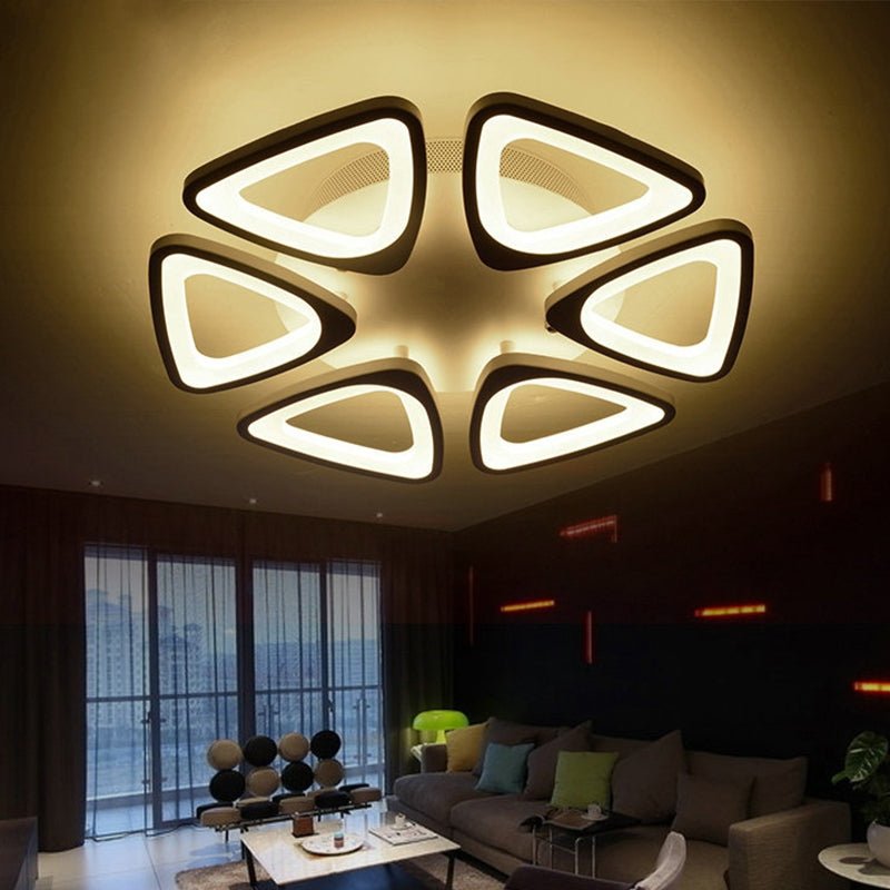 Modern Triangle Flower Acrylic Semi Flush Mount Ceiling Lamp - Minimalist Style (5/12/18 Heads) In