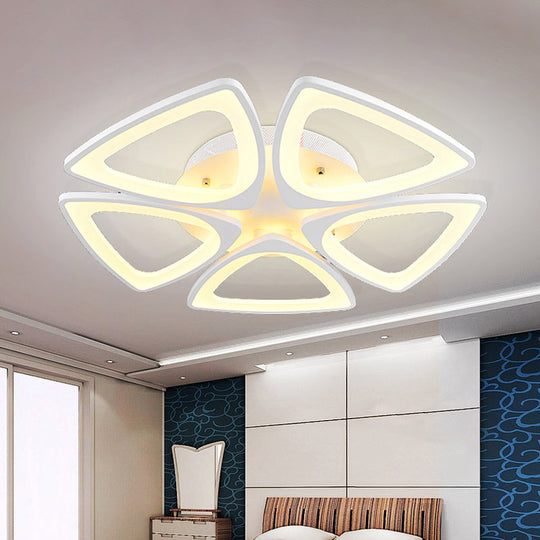 Modern Triangle Flower Acrylic Semi Flush Mount Ceiling Lamp - Minimalist Style (5/12/18 Heads) In