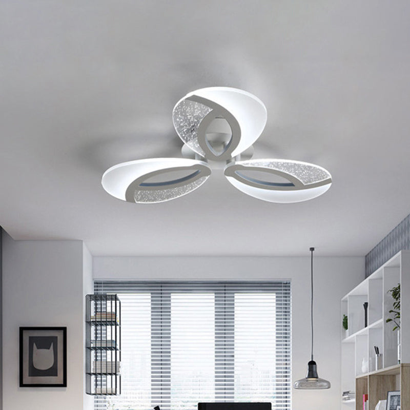 White Ultrathin Ceiling Light: Modern Led Semi Flush Mount Lamp With Floral Acrylic Shade Warm/White