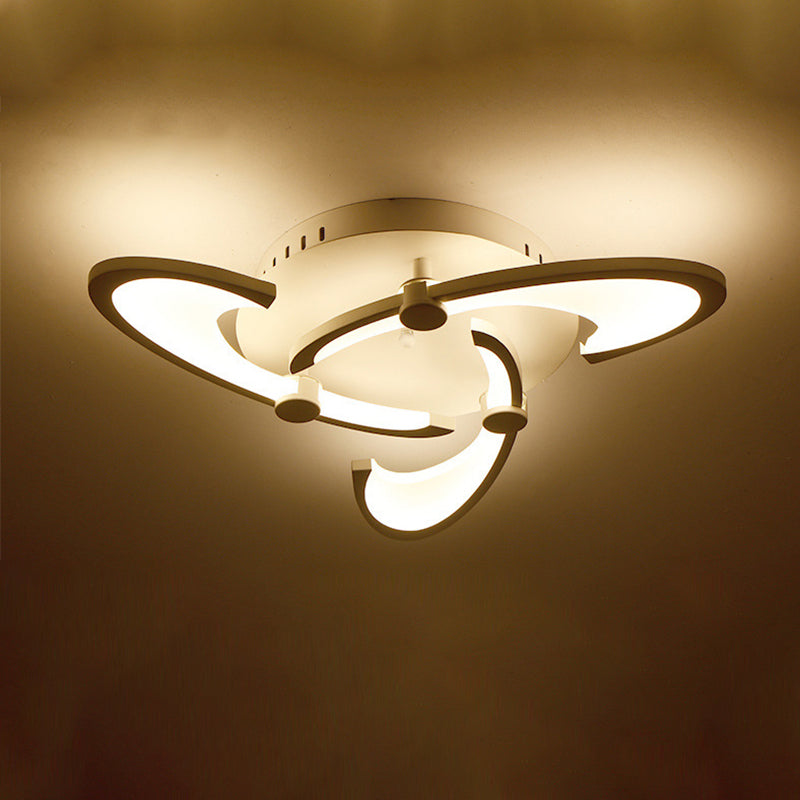 Sleek Modern Floral Flush Mount Lamp - 3/6/12-Head Acrylic Semi Ceiling Light In Warm/White