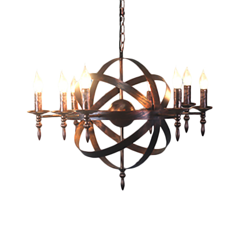 Vintage Cage Chandelier With Metallic Candle Light And 6/8 Heads For Restaurant Ceiling In