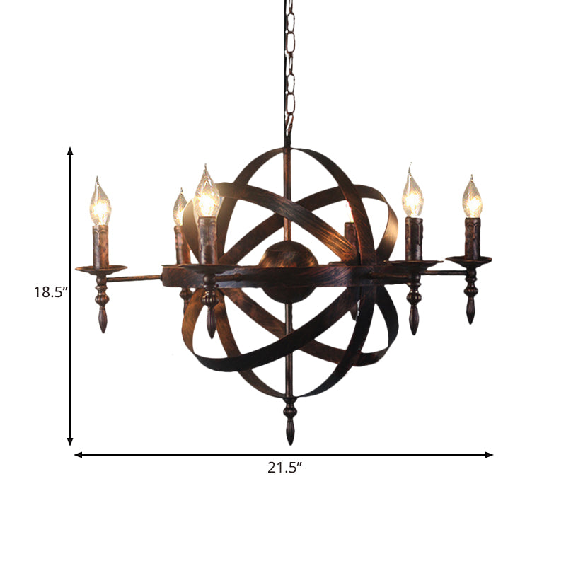 Vintage Cage Chandelier With Metallic Candle Light And 6/8 Heads For Restaurant Ceiling In