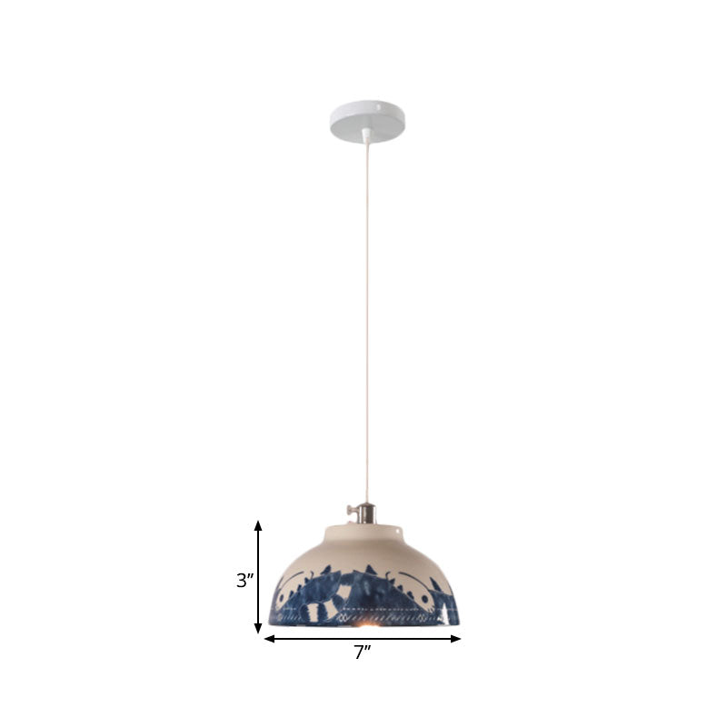 Antique Ceramic Hanging Light - Single Suspension Lamp For Corridor