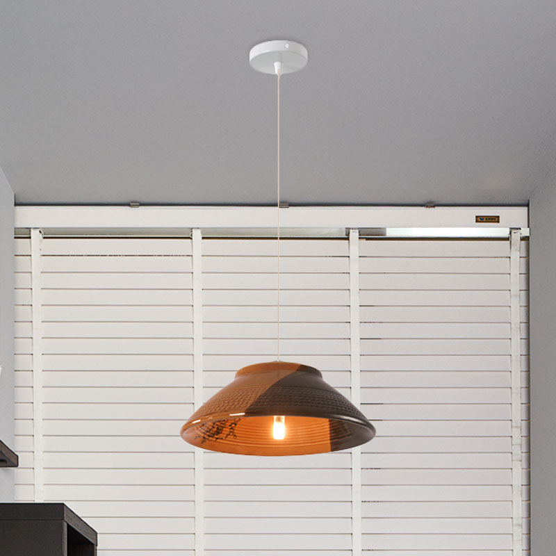 Antique Ceramic Hanging Light - Single Suspension Lamp For Corridor Orange