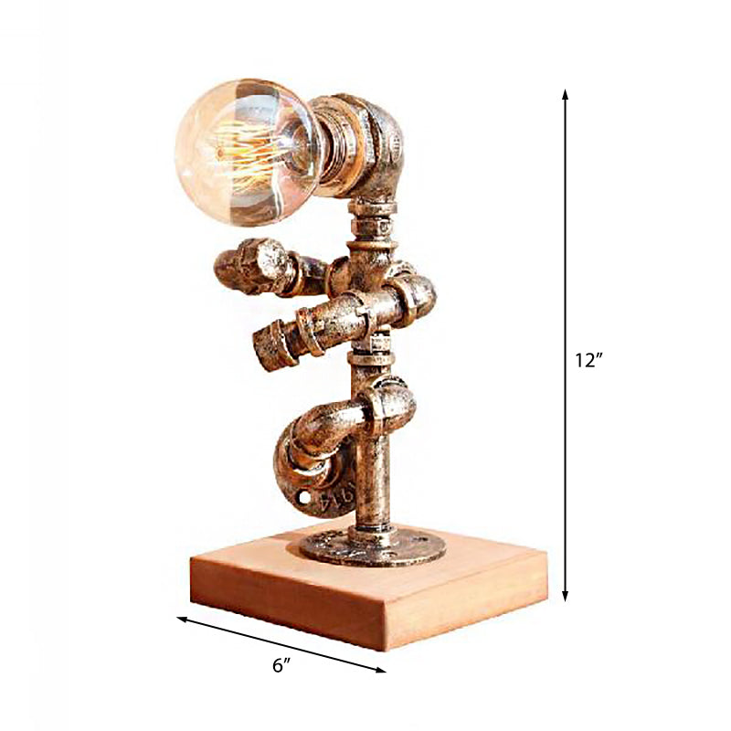 Steampunk Style Bronze Metal Table Lamp With Robot Athlete Design - 1 Light Lighting For Bedroom