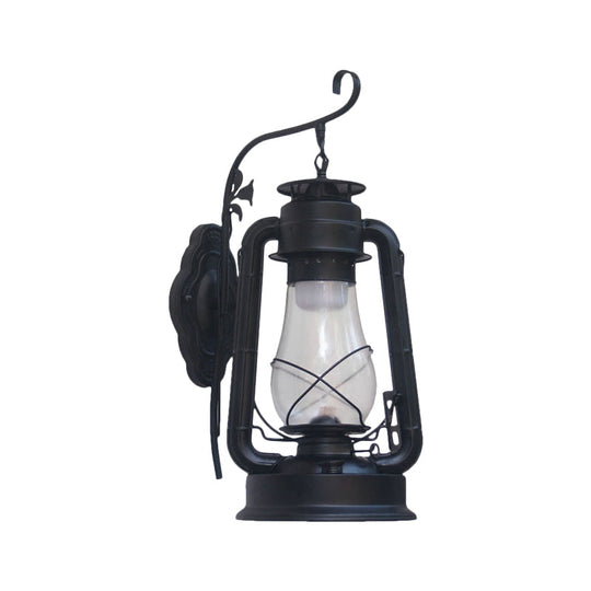Coastal Style Wall Mounted Kerosene Light Fixture With Clear Glass - Available In Black Bronze Or