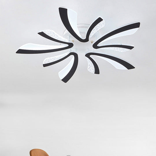 Simplicity Dandelion Led Ceiling Light Black Acrylic 3/5 Lights Warm/White Glow For Living Room 5 /