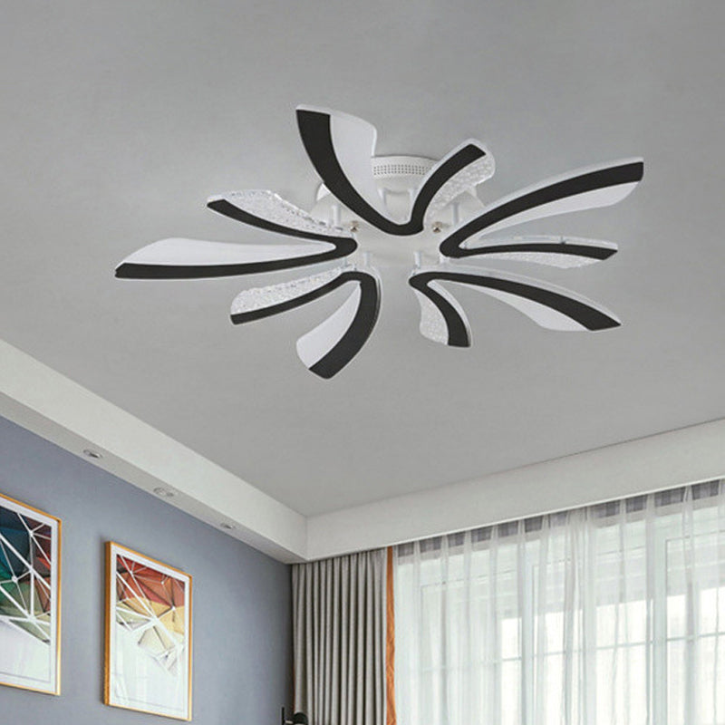 Simplicity Dandelion Led Ceiling Light Black Acrylic 3/5 Lights Warm/White Glow For Living Room