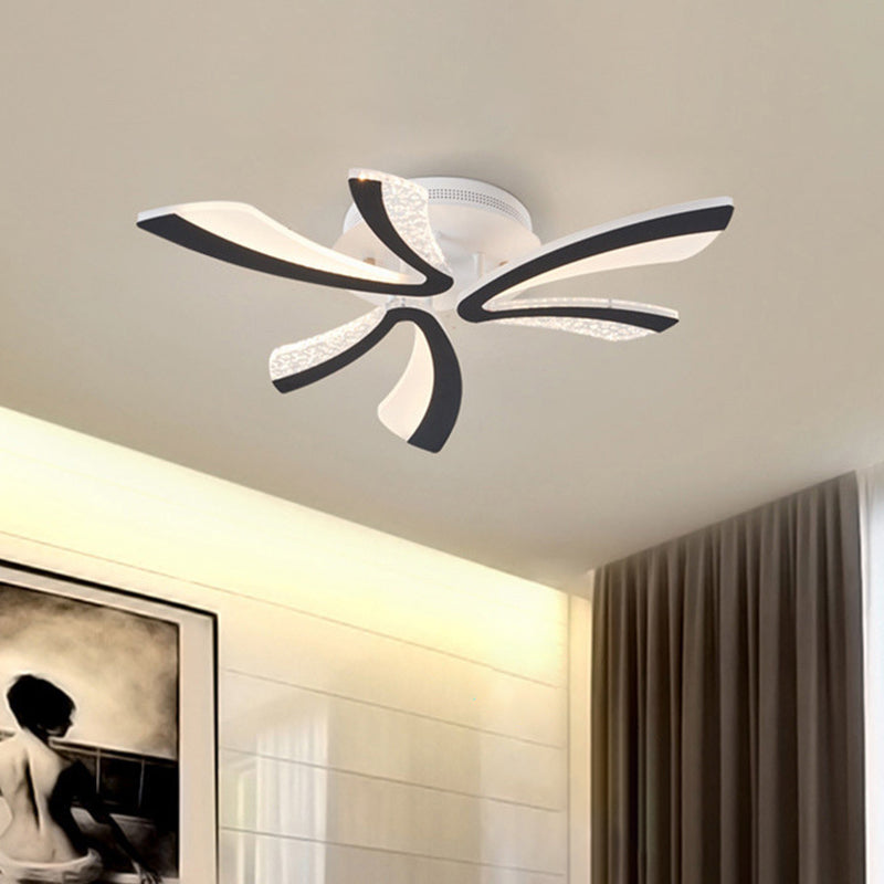 Simplicity Dandelion Led Ceiling Light Black Acrylic 3/5 Lights Warm/White Glow For Living Room 3 /
