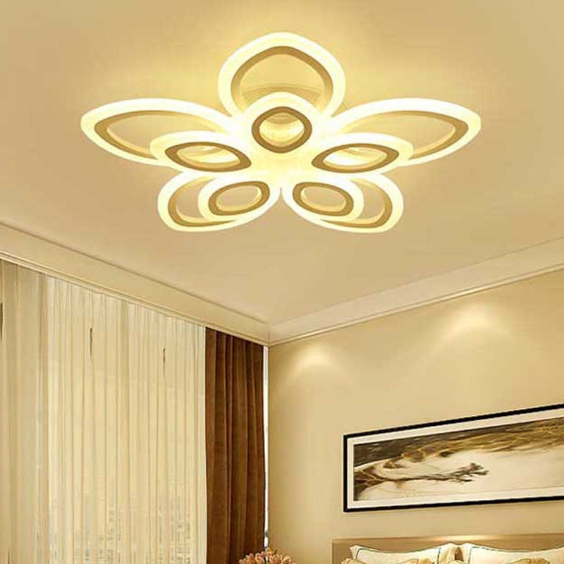 Acrylic Led Flush Mount Ceiling Light In Modern White - Available 3 Widths