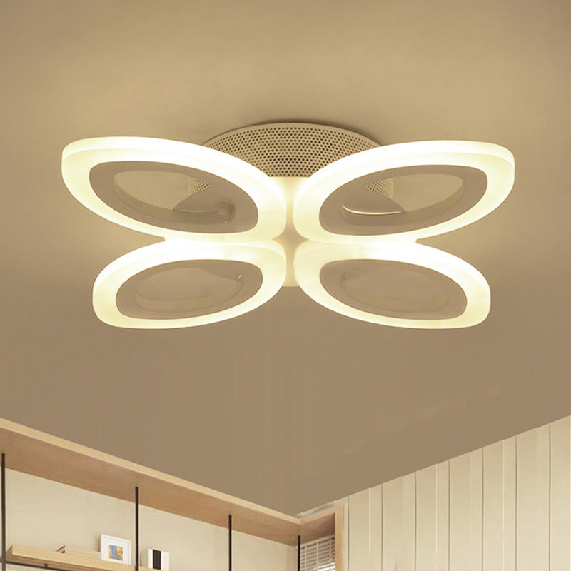 Acrylic Led Flush Mount Ceiling Light In Modern White - Available 3 Widths / 19
