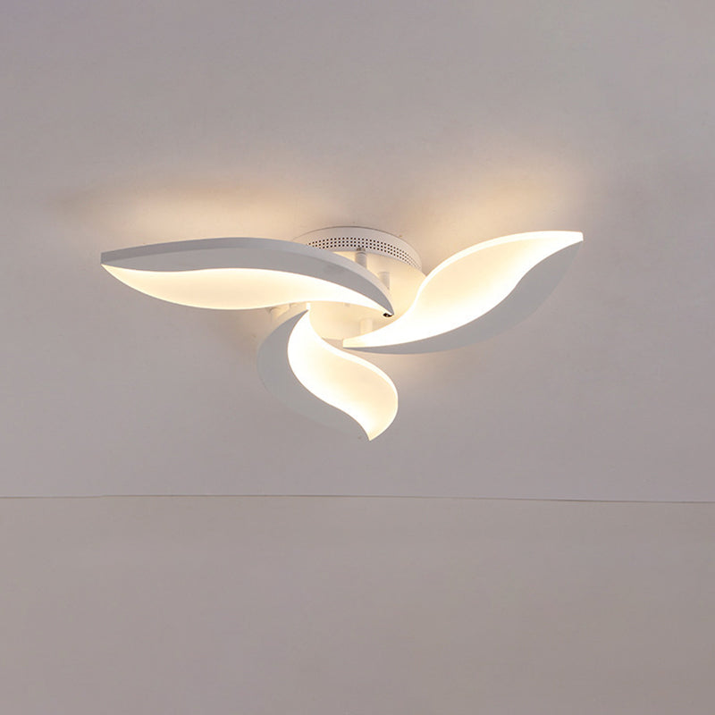 Contemporary Led Leaf Shaped Flushmount Lighting With Acrylic Diffuser - 3/12/15 Lights White 3 /