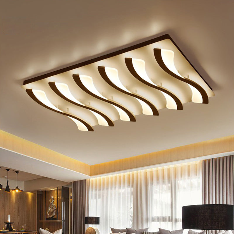 Modern Acrylic Ceiling Light: Square/Rectangle 4/6/7-Light Flush Mounted Warm/White Led 6 / White