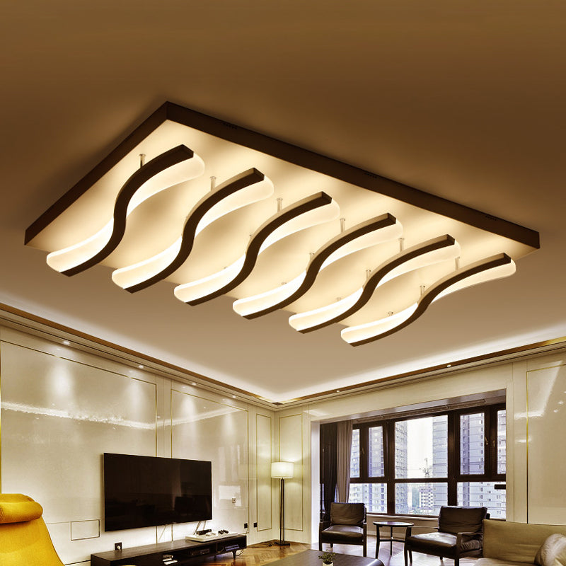 Modern Acrylic Ceiling Light: Square/Rectangle 4/6/7-Light Flush Mounted Warm/White Led