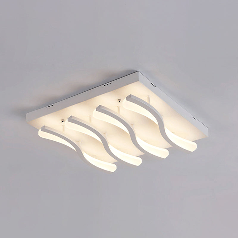 Modern Acrylic Ceiling Light: Square/Rectangle 4/6/7-Light Flush Mounted Warm/White Led
