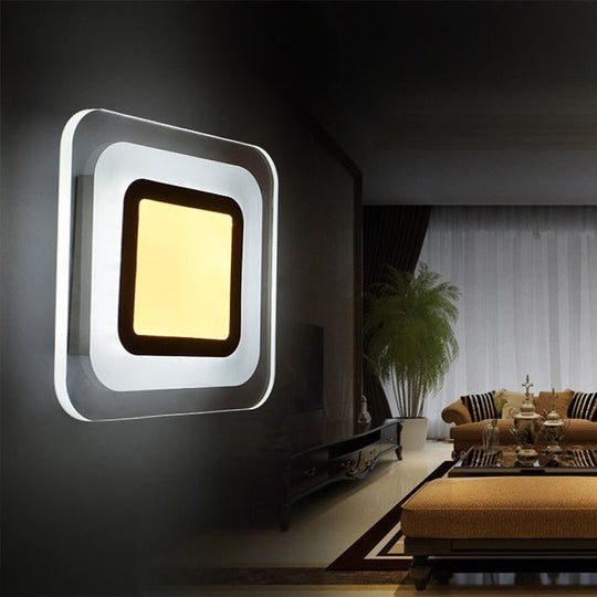 Ultrathin Led Wall Sconce: Stylish Square Acrylic Lamp For Living Room In Warm/White Light White /