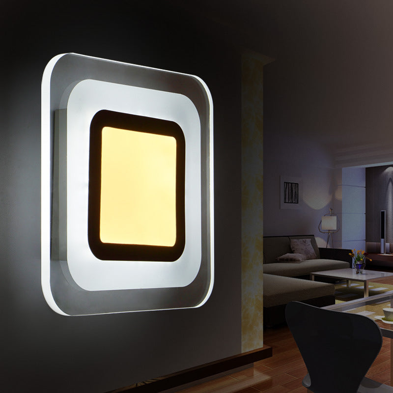 Ultrathin Led Wall Sconce: Stylish Square Acrylic Lamp For Living Room In Warm/White Light