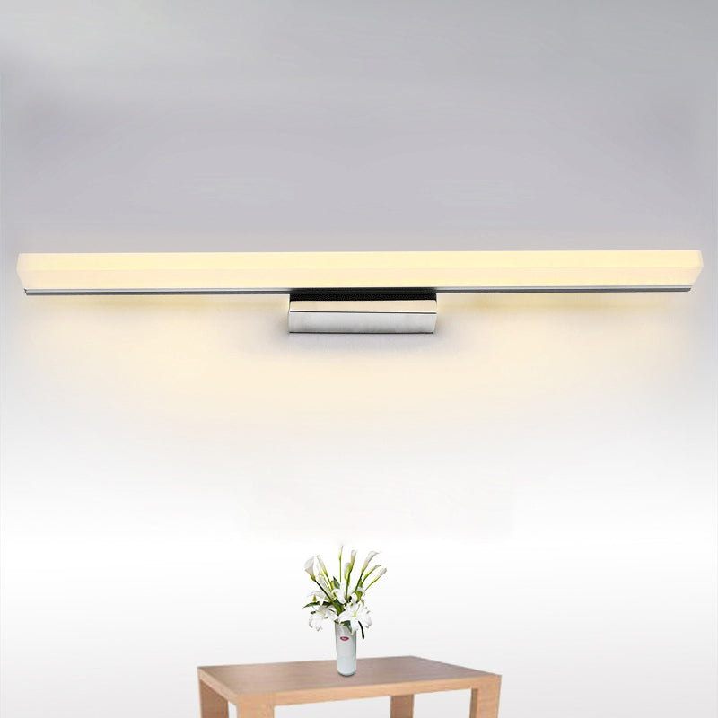 16/31.5/47 W Acrylic Straight Vanity Lamp - Sleek Chrome Led Wall Mount Light Fixture / 16
