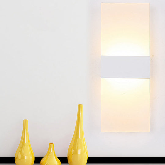 Minimalist Black/White Rectangular Led Sconce Light - Thinnest Wall Mounted Lamp In Warm/White