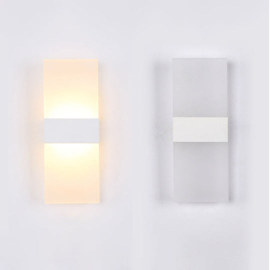 Minimalist Black/White Rectangular Led Sconce Light - Thinnest Wall Mounted Lamp In Warm/White