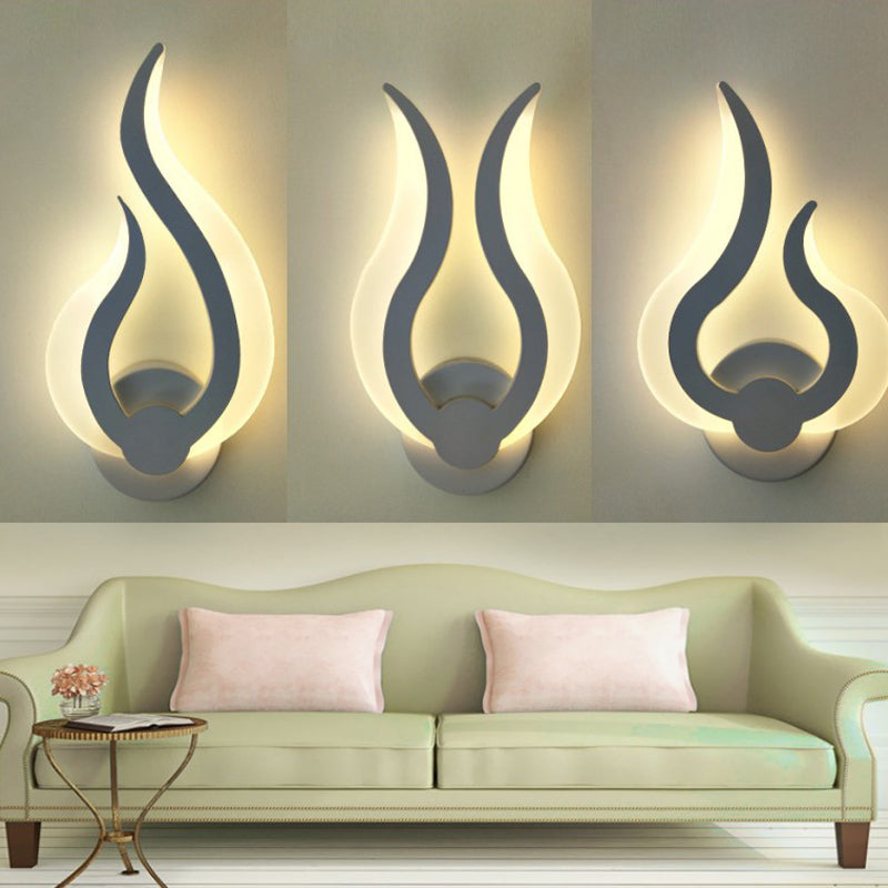 Nordic Led Flame-Shaped Wall Sconce Light For Cozy Bedroom Ambiance In Warm/White White / A