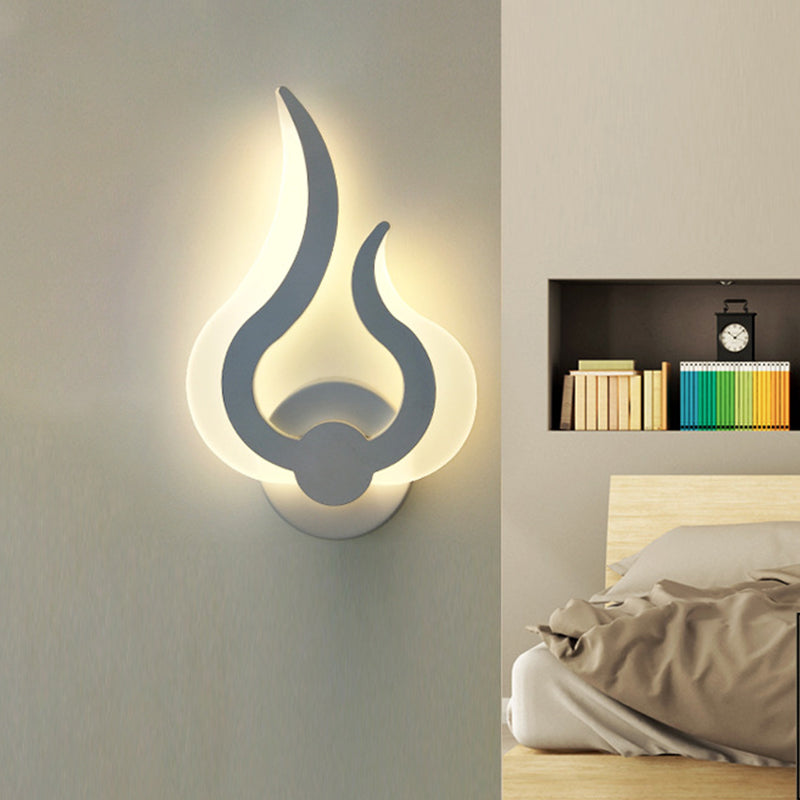 Nordic Led Flame-Shaped Wall Sconce Light For Cozy Bedroom Ambiance In Warm/White White / C