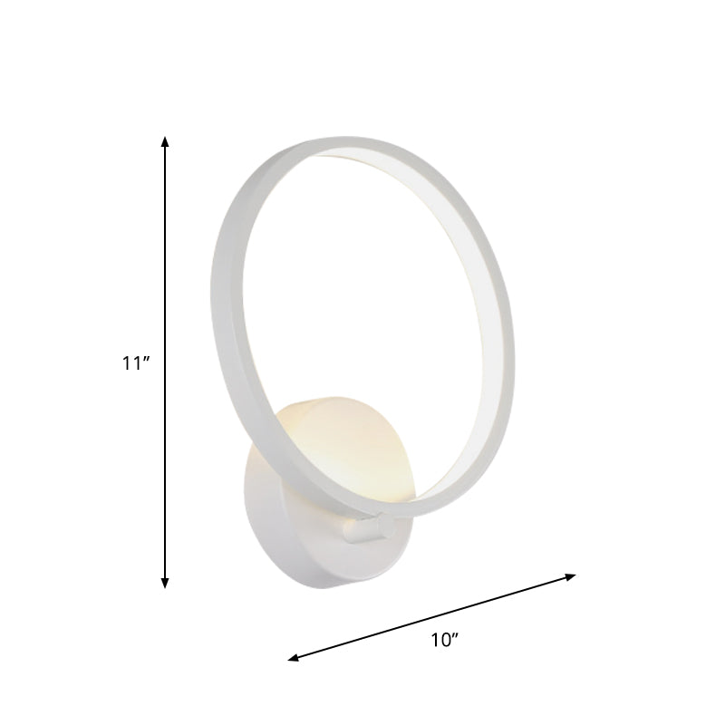 Minimalist White Led Circle Sconce Light Fixture With Acrylic Wall Mount - Warm/White For Corridor