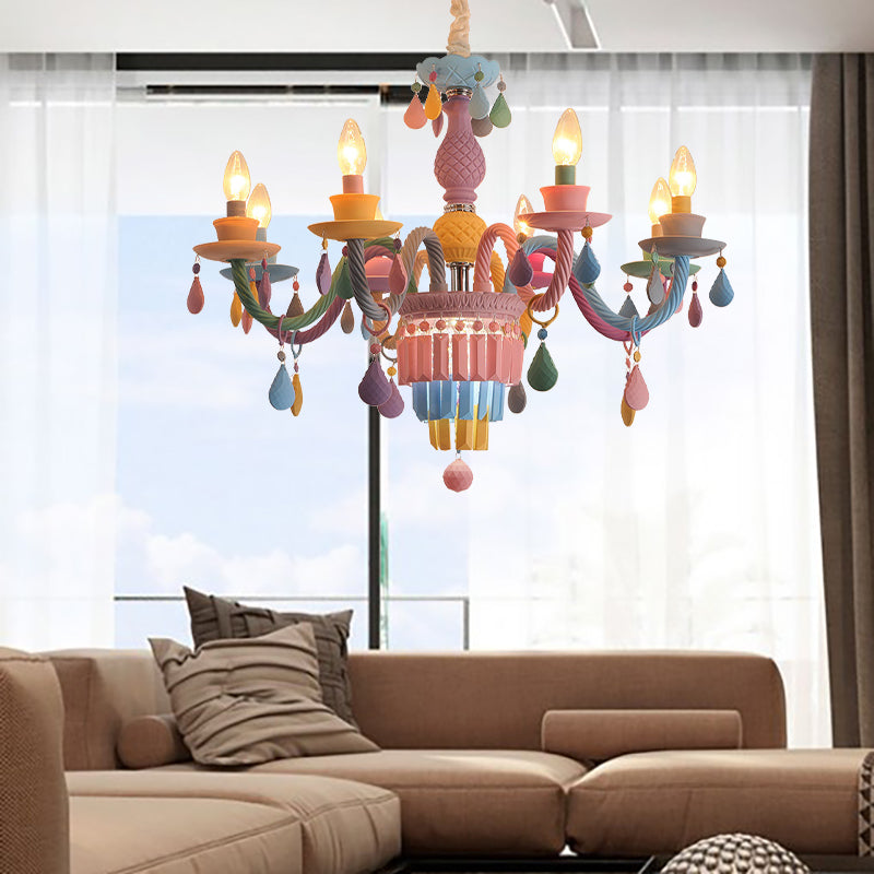Nursing Room Chandelier: Multi-Color Pendant Light With Teardrop Glass For A Welcoming Foyer