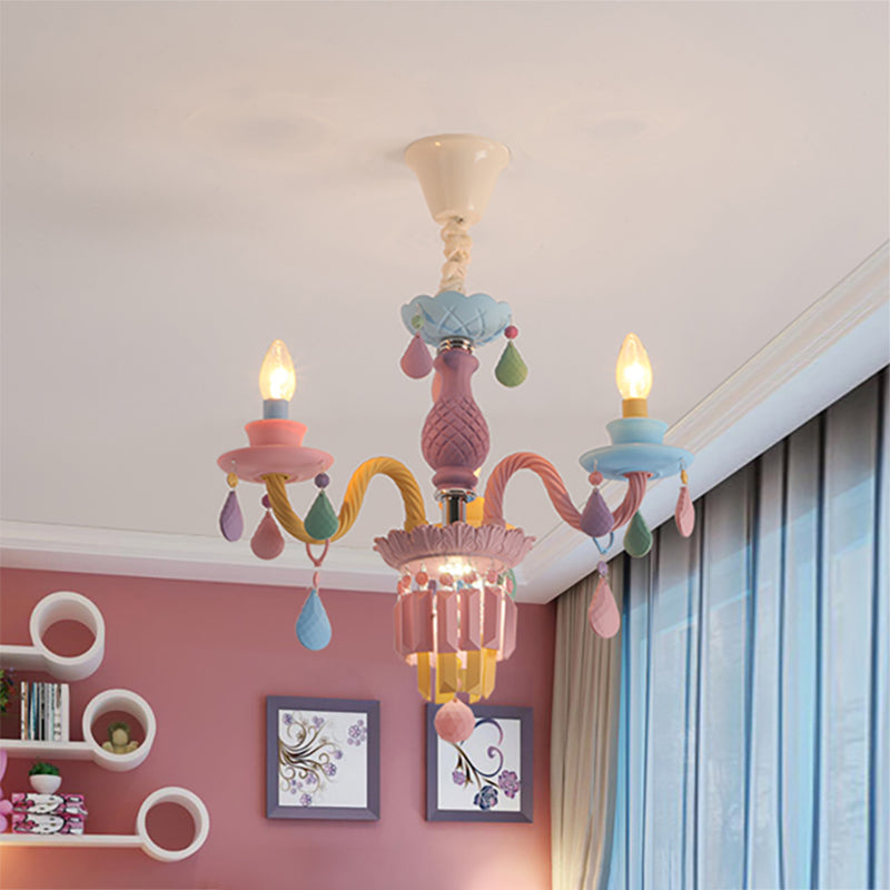 Nursing Room Chandelier: Multi-Color Pendant Light With Teardrop Glass For A Welcoming Foyer 3 /
