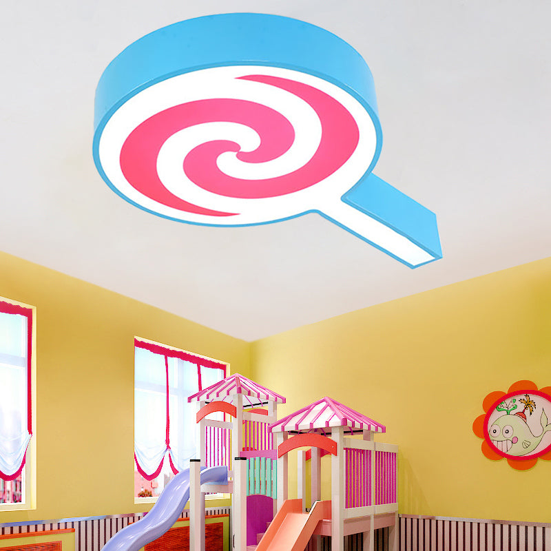 Cartoon Acrylic Flush Mount Ceiling Light For Lollipop Kindergarten Blue / White