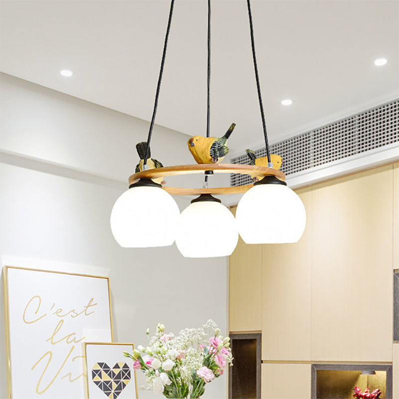 Yellow Bird Globe Chandelier: Modern Design Glass Shade For Living Room Lighting 3 /