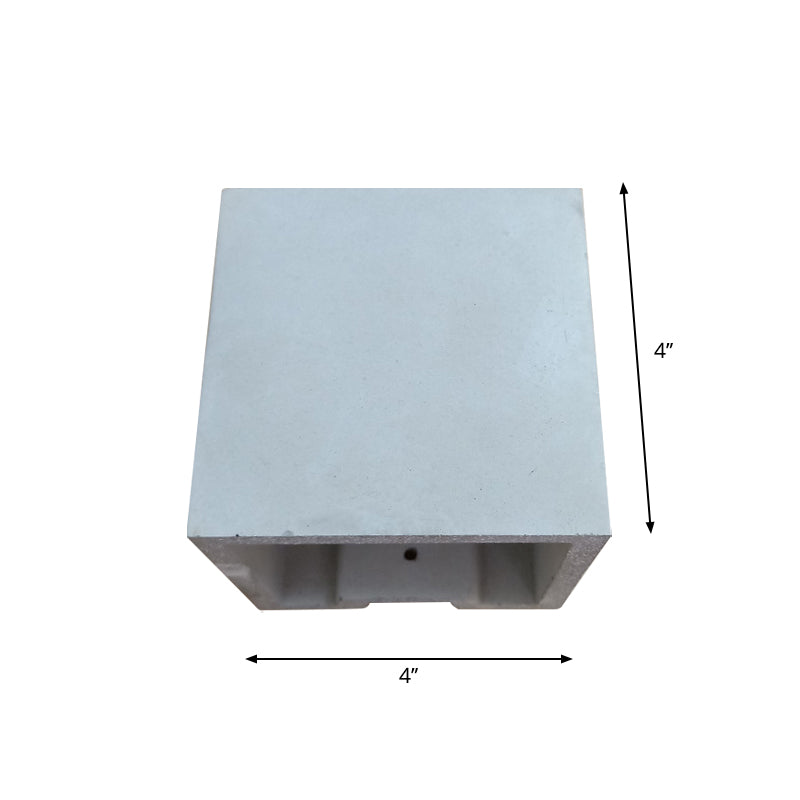 Grey Flush Mount Wall Light Nordic 1 Head - Cube/Cuboid Cement Up & Down Sconce For Stairs 4/5/7
