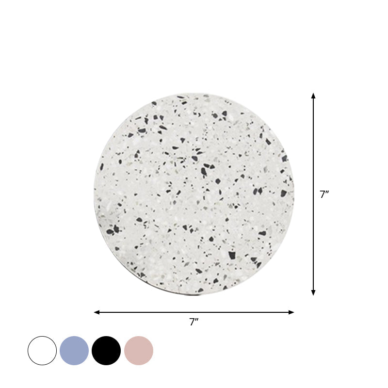 Minimalist Led Wall Sconce: Disc Shaped Terrazzo Bedroom Light - Pink/Blue/Black 7/10 Diameter