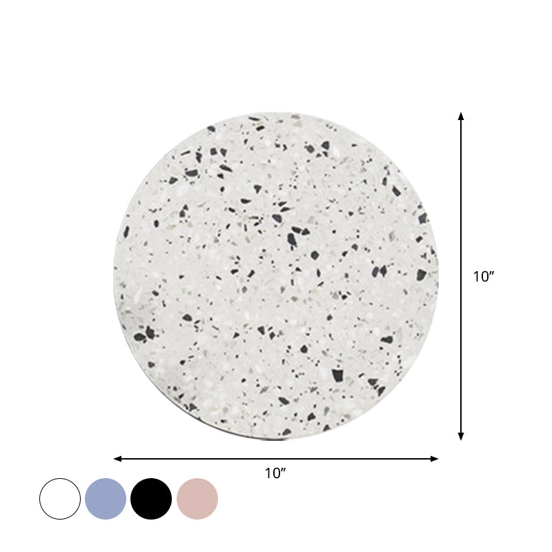 Minimalist Led Wall Sconce: Disc Shaped Terrazzo Bedroom Light - Pink/Blue/Black 7/10 Diameter