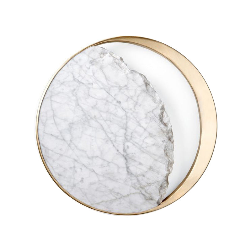 Minimalist Moon Wall Lamp Marble 1-Head Sconce In Gold - Perfect For Living Room
