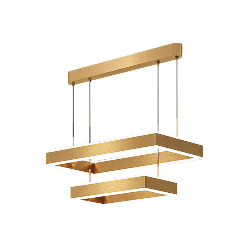 Modern Square/Rectangle Led Pendant Light Chandelier - 2/3 Tiers Acrylic Finish Gold Ideal For