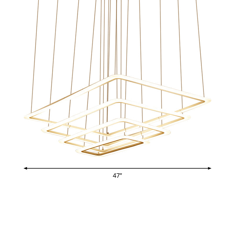 Led Acrylic Chandelier Lamp - Modern White Rectangle Design 2/3/4-Tier Warm/White Light