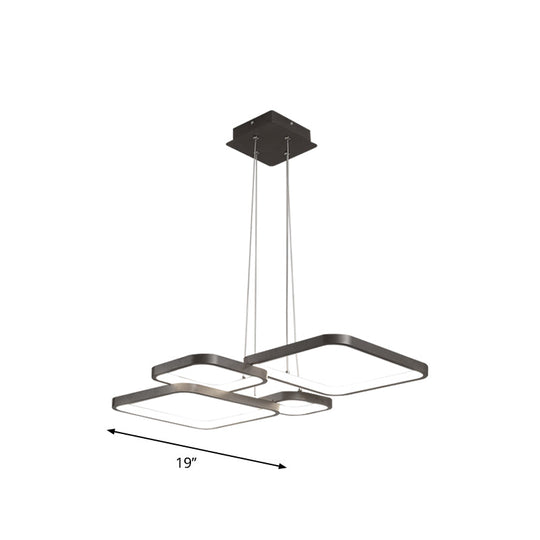 Modern Brown 4/5 Tiered Chandelier with Square Acrylic LED Pendant - Warm/White Lighting