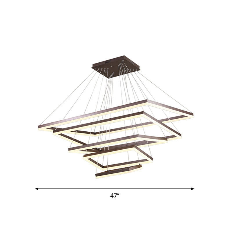 Contemporary Acrylic Led Pendant Coffee Chandelier Lamp - 3/4/5 Tiers