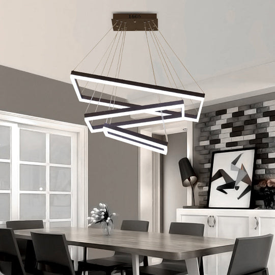 Contemporary Rectangular Acrylic Coffee LED Chandelier - 3/4/5 Tiers Hanging Pendant Lamp