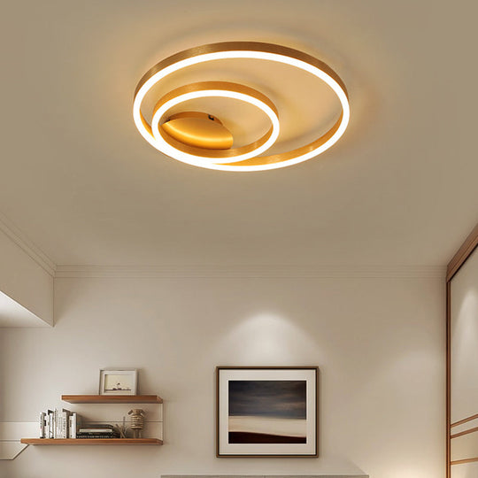 Simplistic Acrylic Led Ceiling Light In Gold - Small/Large Bedroom Flush Mount / Small Warm