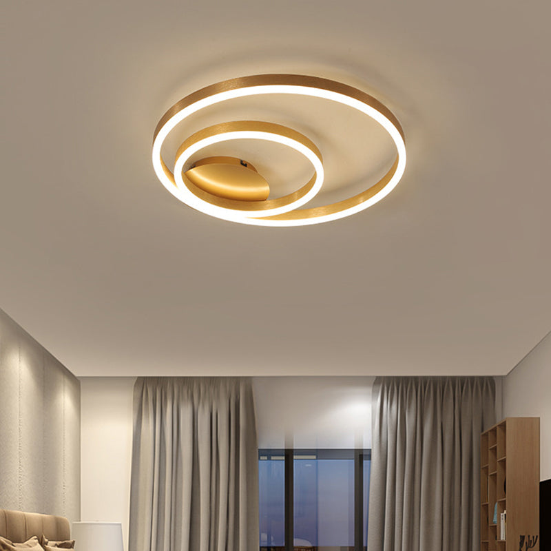 Simplistic Acrylic Led Ceiling Light In Gold - Small/Large Bedroom Flush Mount