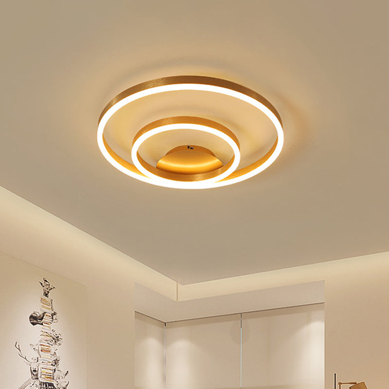 Simplistic Acrylic Led Ceiling Light In Gold - Small/Large Bedroom Flush Mount