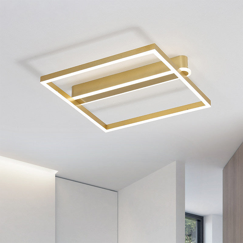 Square Acrylic Led Flushmount Light In Gold/Coffee Finish For Bedroom Ceiling Gold / A