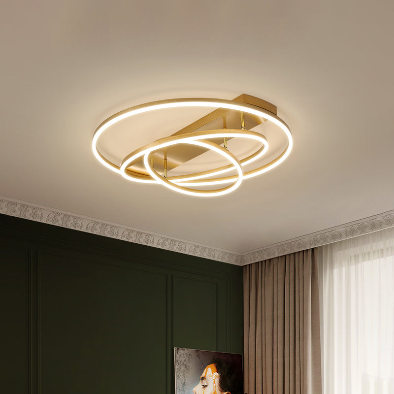 Contemporary Rotatable Led Ceiling Lamp In Black/Gold For Modern Bedrooms Gold / 3 Tiers