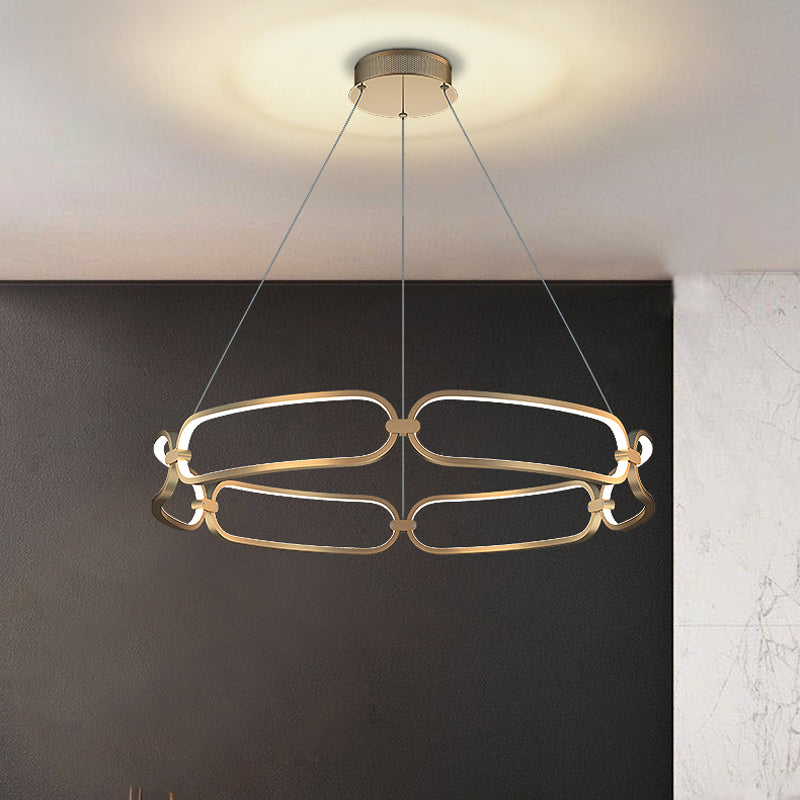 Stylish Gold Metal Led Pendant Light - 1/2-Tiered Wristlet Chandelier Small/Large Sizes / 1 Tier