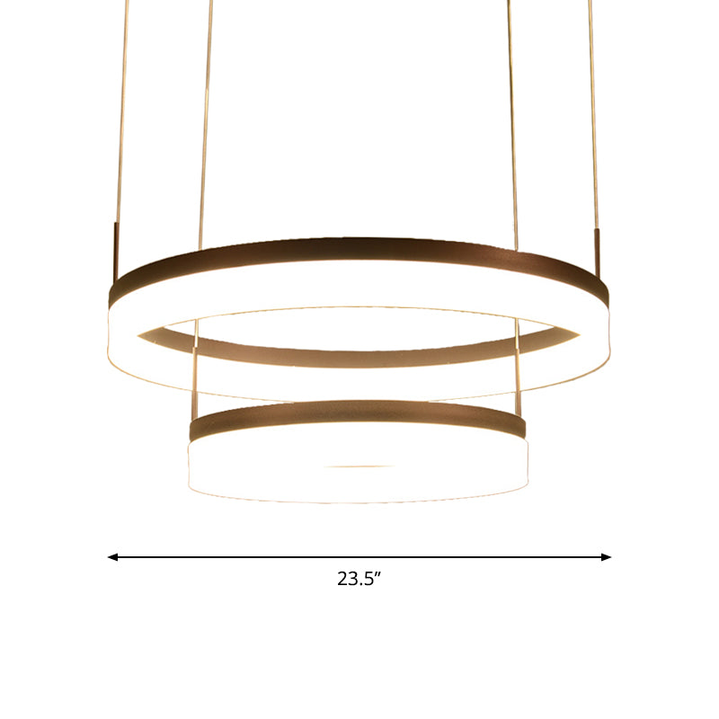 Minimalist Acrylic LED Chandelier Lamp - 2/3-Tier Circular Drop Pendant for Coffee Table